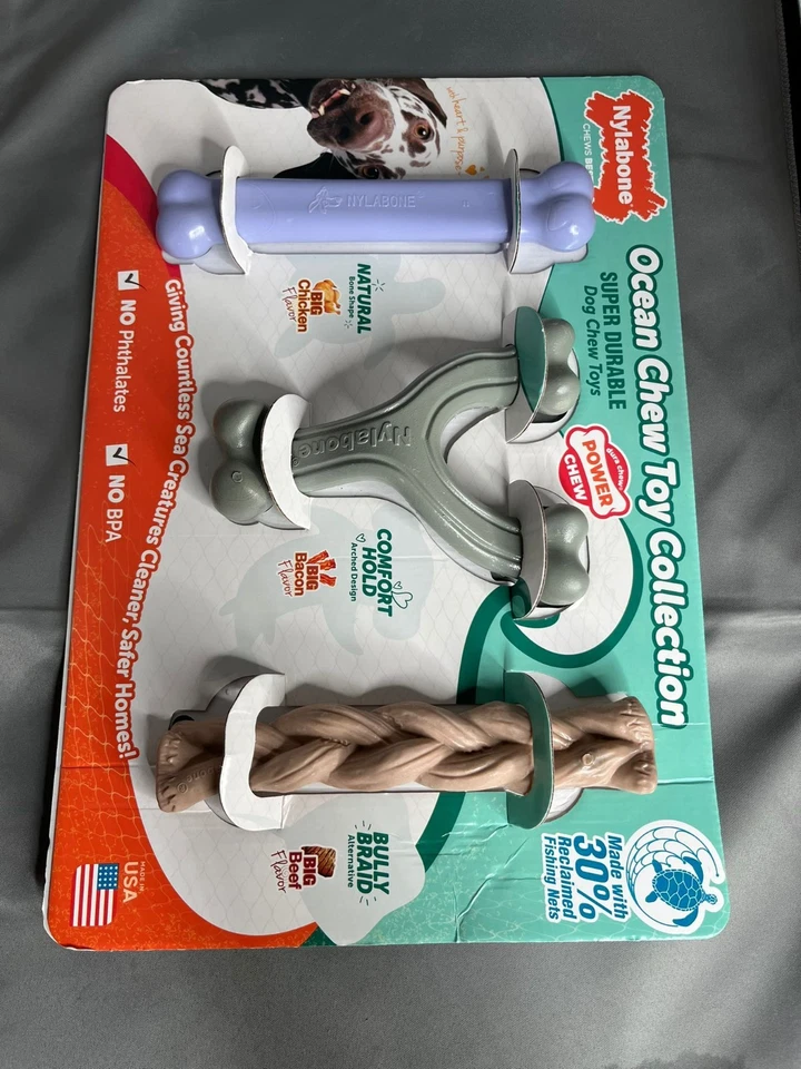 Nylabone Power Chew Ocean 3 Pack Super Durable Dog Chew Toys For Large Dogs