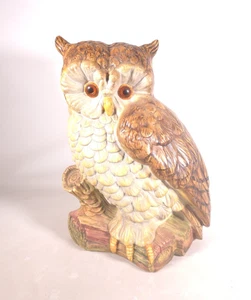 VERY LARGE CERAMIC OWL WITH GLASS LIGHT UP EYES LAMP HOLLOWEEN - Picture 1 of 7