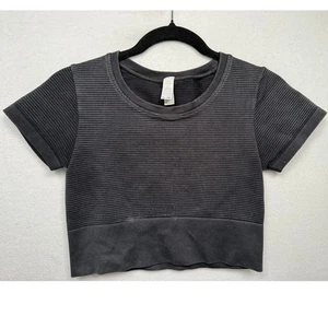 OFFLINE by Aerie Gray Ribbed Seamless Crop Top, Size Small - Picture 1 of 4