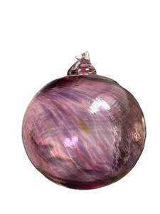 Thames Hand Blown Pink Multi Color Christmas Ornament Round Signed “Love Thames” - Picture 1 of 7