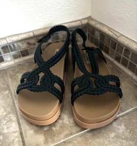 Melissa Women’s Cosmic Ii + Salinas Black Braided Sandals Size 10 New - Picture 1 of 6