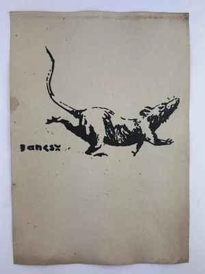 Pintura artística Banksy certificado de autenticidad dibujo original papel vintage firmado Foto 1 de 3