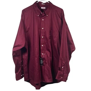 NWT Izod Men's Port Red 17.5 34/35 Long Sleeve Wrinkle Free Twill Dress Shirt - Picture 1 of 9