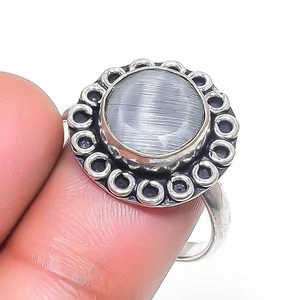 Faceted Gray Monalisa Gemstone Handmade 925 Sterling Silver Jewelry Ring 9" f538 - Picture 1 of 5