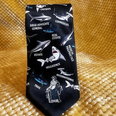 Lawyers by Jonathan Bennett Shark Tie Legal Professions Novelty Necktie - Image 1 of 4
