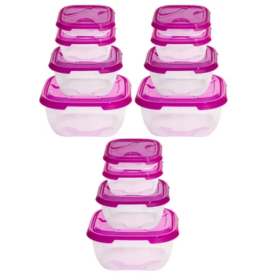 3x 4er Packung Frischhaltedose Aufbewahrungsbehälter Vesperdose Picknickbox Pink - Bild 1 von 4