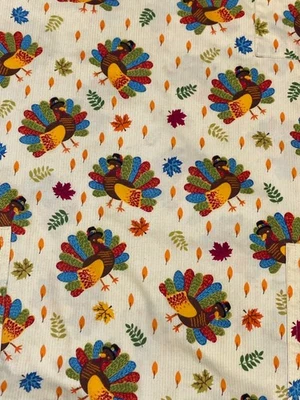 Just Love Womens 3X Fall Thanksgiving Turkey Scrub Top Medical Uniform - Image 1 of 4