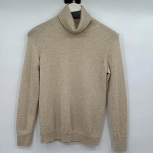 Maglione donna Talbots cashmere panna/oro metallizzato girocollo piccolo petite - Foto 1 di 3