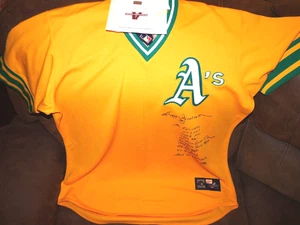 Reggie Jackson signed A's stat Authentic jersey Cooperstown NWT Vintage Jersey - Picture 1 of 8