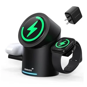 3 in 1 Charging Station for Apple Devices, Mag-Safe Charger Stand, Qi2 Black - Picture 1 of 12