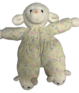 Prestige Lamb Plush Slippers Yellow Floral Rare HTF - Picture 1 of 7