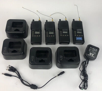 4 x ICOM IC-F4S-4 2 way Radios w ICOM BC-119 Desktop Chargers with Batteries  - Image 1 of 4