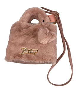 New! Juicy Couture Dusty Blush Pink Fluffy Mini Tote Purse Bag w/ Sparkle Logo - Picture 1 of 6