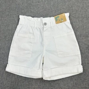 NEW Thereabouts Girls Midi Cuffed Shorts Off White $30 Polyester 8 Reg Stretchy - Picture 1 of 8