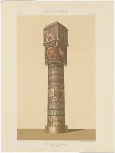 Antique Print of the Hathoric Column of the Portico of the Temple of Dendera - Picture 1 of 1