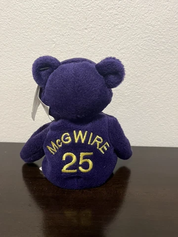 1998 Salvino's Bamm Beanos ML Baseball #25 Mark McGuire Purple Plush Bear Cover