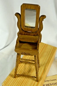 Vintage Reminiscence Golden Oak Dollhouse Shaving Stand, 1:12 Miniature - Picture 1 of 8