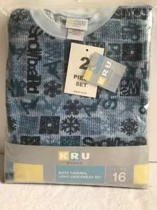 KRU Basic. Boys Thermal Long Underwear 2 Piece Set Size 16. NIP - Picture 1 of 9