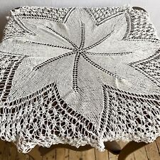Vintage Large Round Handmade Crochet Linen Table Topper 33"