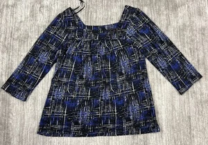AB Studio Top Womens Large Blue Career Casual 3/4 Sleeve Casual - Picture 1 of 10