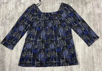 AB Studio Top Womens Large Blue Career Casual 3/4 Sleeve Casual - Image 1 of 4