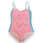 Cabana Life Coral and Aqua One Piece Swimsuit Women’s size Large