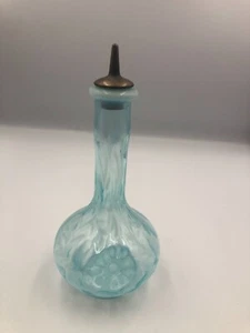 Blue Opalescent Daisy and Fern Barbers Bottle - Picture 1 of 6