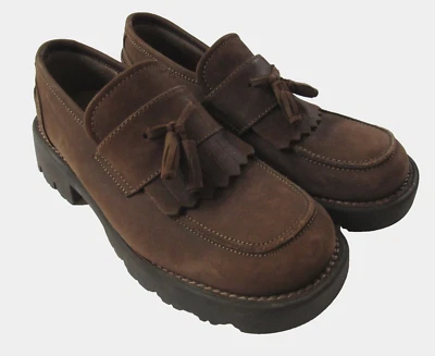 Zapatos Mocasines Y2K American Eagle Outfitters Cuero Marrón Borla EE. UU. 10 EUR 41 Foto 1 de 4