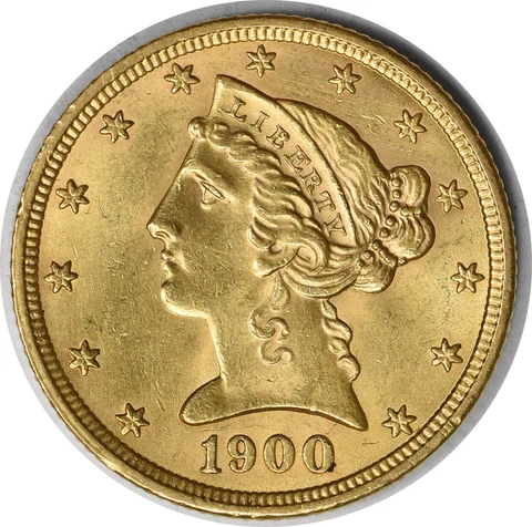 1900 $5 Gold Liberty Head Choice BU Uncertified #150 Cover