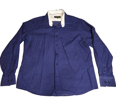 Inserch Icon Mens Shirt Sz XL Blue Black White Button Up Long Sleeve Flip Cuffs - Image 1 of 4