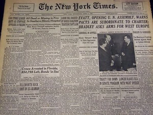 1949 APRIL 6 NEW YORK TIMES - FIRE SOUTHERN ILLINOIS HOSPITAL 65 DEAD - NT 2644 - Picture 1 of 2