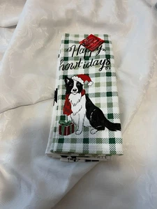 ST.NICOLAS QUADRATISCH - 2ER SET BORDER COLLIE ''HAPPY HOWL-IDAYS'' KÜCHENTÜCHER - Bild 1 von 2