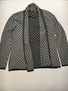 Cardigan Sweater Belldini Women's Shawl Collar Gray Geometric Open Front Med - Picture 1 of 3