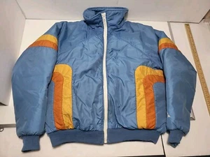 VINTAGE 70s GERRY Goose Down Jacket Mens XL Blue USA Made Puffer Coat - Picture 1 of 9