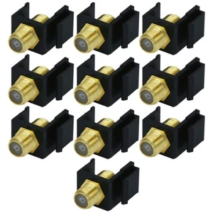 10x F-Type Female to Female Coax Coaxial Cable Keystone Jack Snap-In Insert - Picture 1 of 3