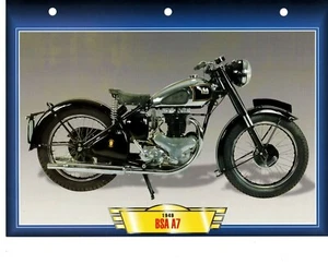 CARTE FICHE TECHNIQUE MOTO. BSA A7 . 1949 . NEUVE - Picture 1 of 1