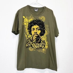 Jimi Hendrix 2006 Graphic T-Shirt Army Green Yellow Black Velvet By ODM XL - Picture 1 of 5