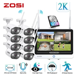ZOSI 8CH Wireless Security IP Camera System 12.5" LCD Monitor WiFi Audio 2K 3MP - Picture 1 of 8