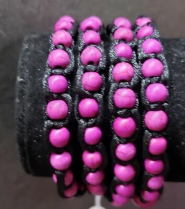 Purple Howlite in Nylon Triple/Quadruple Wrap Bracelet, 31" Length. - Picture 1 of 3