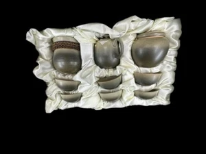 Vintage Lins Ceramic Studio Tea Set Grey Earthy Tone Glaze Unused Teapot & Cups - Picture 1 of 24