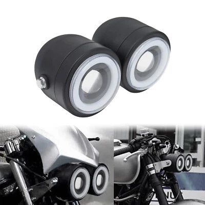 Black Universal Motorcycle Twin Hi/Lo  Headlight Dual Lamp For Street Fighter - Image 1 of 4