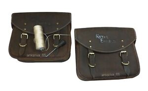 New Pure leather Rusty Brown color Saddle Bags Fits For Royal Enfield Bullet