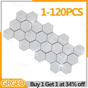 120 Glass Mirror Tiles Wall Sticker Self Adhesive Square Stick On Art Home Decor - Picture 1 of 19