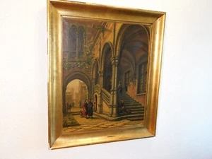 Gemälde super schöne Schlossszene mit Personen! tolle Malqualität! signiert! - Bild 1 von 12