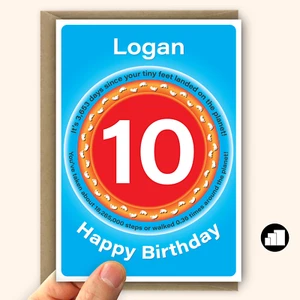 Funny 10th Birthday Card for boy for girl, personalised son daughter card - Bild 1 von 10