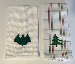 2 Stück Weihnachten Winter Urlaub Geschirr Küche Handtücher Weihnachtsbaum - Bild 1 von 7