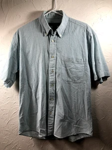 Chesterfield Men’s Medium Blue White Striped Seersucker Shirt Short Sleeve - Picture 1 of 7
