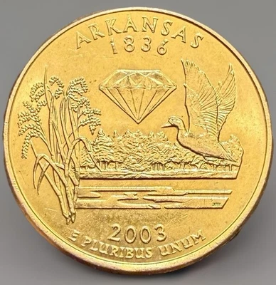 2003 P Washington Quarter Dollar 24K Gold Plated Coin Arkansas State 25c - Image 1 of 2