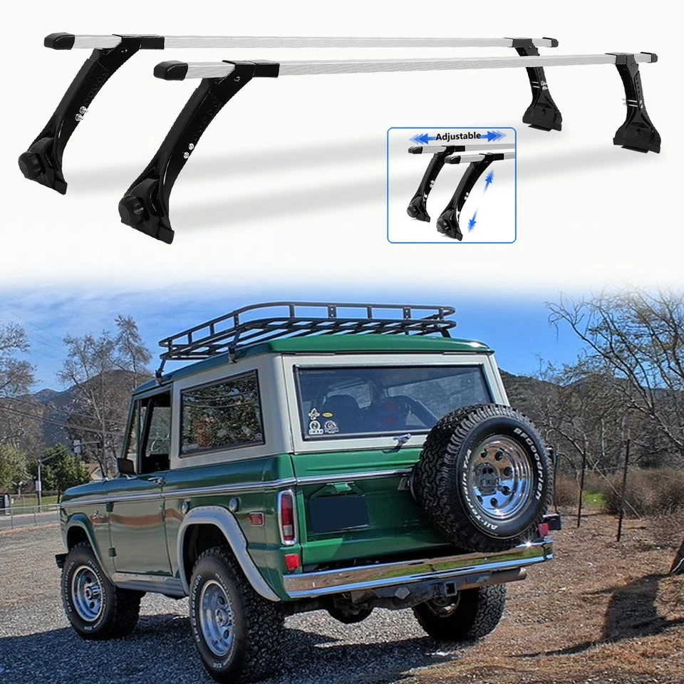 For Ford Bronco Roof Rack Cross Bars Rain Gutter Cargo Carrier Kayak Adjustable - Image 1 of 4