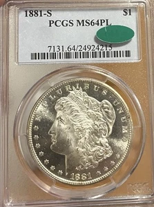 1881-S PCGS & CAC MS64 PL Morgan Silver Dollar - Picture 1 of 9